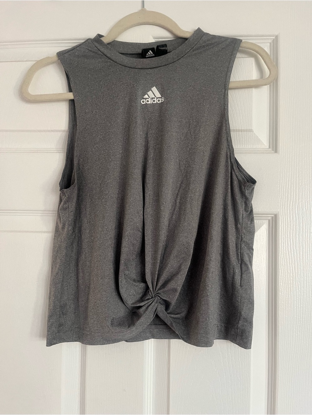 adidas Women's Gray Knot-Front Sleeveless Tank